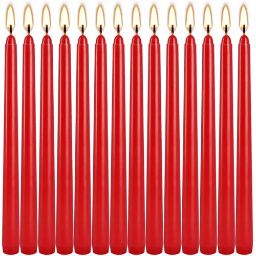 WPONSZU 14 Pack Tall Red Taper Candles 10 Inch Unscented Dripless Candlesticks for Christmas,Valentine's Day,Dinner,Party,Brithday,Wedding and Home Decoration - 8 Hour Burn Time. - color: 14red