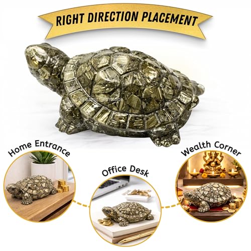 Amazing Gemstone Natural Pyrite Tortoise Turtle Figurine - color: Pyrite, size: Regular