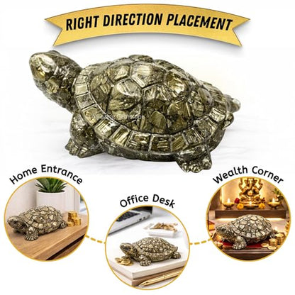 Amazing Gemstone Natural Pyrite Tortoise Turtle Figurine - color: Pyrite, size: Regular