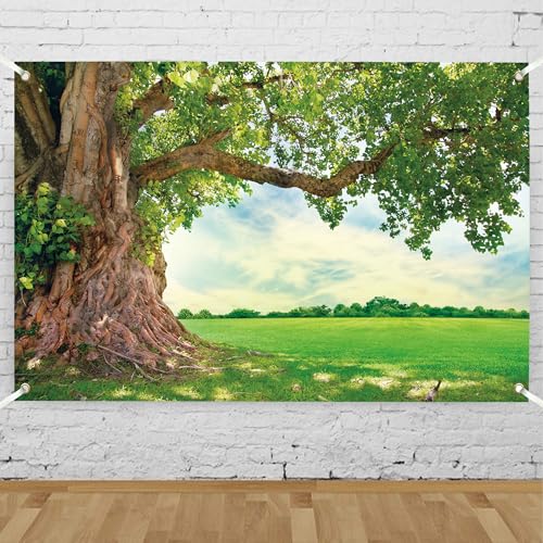 Spring Huge Tree Backdrop 12x10 FT for Photoshoot Spring Nature Photo Backdrops Tree Scenery Picnic Background Outdoor Travel Event Decorations Wedding Party Banner Photo Booth Props - size: 12x10 FT