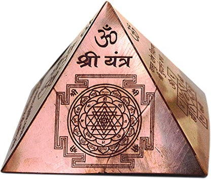Copper Vastu Pyramid with Syllable Mantra with Ganesha Figure, Shri Vaastu Dosh Nivaaran, Shri Kuber Mantra