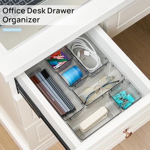 Vtopmart 25 Pack Plastic Drawer Organizers with Non-slip Rubber Pads - color: Clear Black