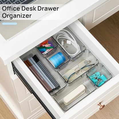 Vtopmart 25 Pack Plastic Drawer Organizers with Non-slip Rubber Pads - color: Clear Black