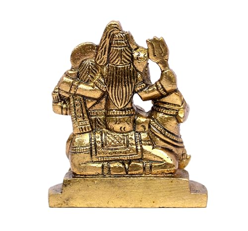 eSplanade Brass Shiva Parvati Pariwar - Shiva Family | Shiva Bholenath Shankar Parvati Ganesh Ganesha Nandi Family Murti Idol Statue Sculpture - Small Size - 2.25" inches - style: Shiva Pariwar