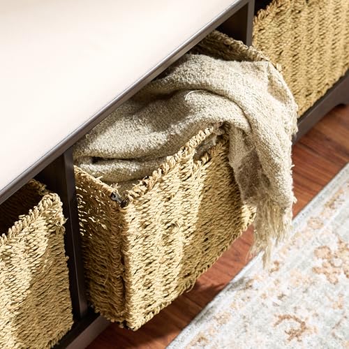 SAFAVIEH Furniture - Lonan Storage Bench - Dark Chocolate - Solid Wood - Farmhouse Lift-Top Design - Ideal for Entryway, Living Room, Hallway, 18" Seat Height (AMH5733F) - color: Dark Chocolate