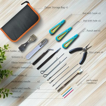 Candle Making Kit for Adults Beginners with Storage Bag, Candle Making Supplies Used for Punching and Inserting Candle Mold Wicks, Candle Making Tools Including Punching Needle with Hook and Large Eye - color: Black, style: 21 PCS