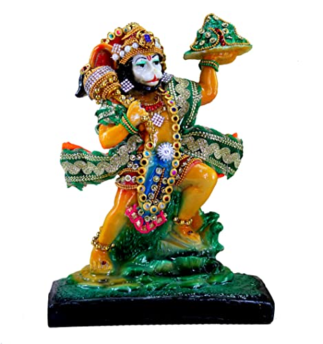 eSplanade Resin Hanuman Anjaneya Pavan Putra Idol Murti Moorti Statue (8.5 x 6.5 Inches)