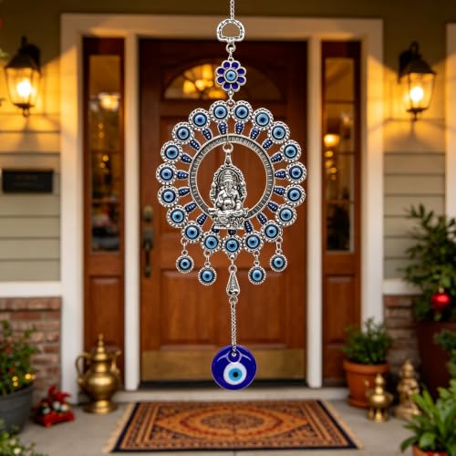 Large Evil Eye Door Window Wall Hangings w/Ganesha Idol