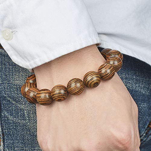 Prayer Bead bracelet Mala Beaded Bracelets for Men Women 12/15MM … - color: 15mm 15 beads Tiger skin