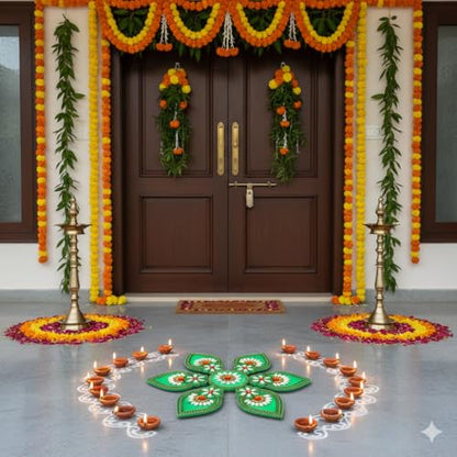 Acrylic Deepak Diwali Rangoli with Laxmi Charan Pagla | Diwali Floor Decorations Table Decoration Studded Stones Sequins Traditional Festive Home Door Décor (Design4)
