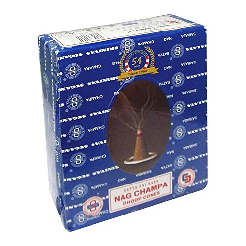 Nag Champa Incense Cones and Cone Incense Burner Bundle Insence Insense Satya Incense - color: Nag Champa - 12