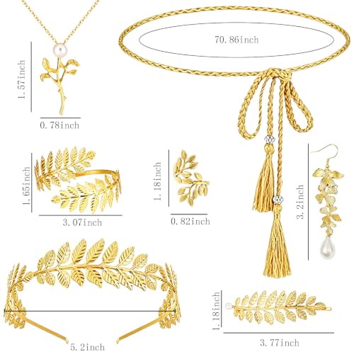NEWITIN 20 Pieces Greek Goddess Costume Accessories Set for Women - color: Gold A
