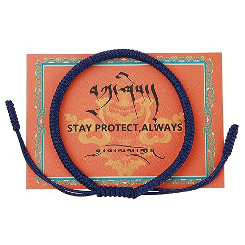 Authentic blessed Tibetan monks handmade Dorje Knot protection bracelet for women and men with a talisman - color: M-dark blue