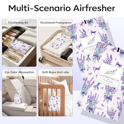 MYARO 20 Pack Lavender Scented Sachets, Closet Deodorizer Car Air Freshener - color: Lavender, size: 20 Packs