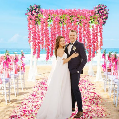 Wisteria Hanging Flowers, 12 Pcs Artificial Wisteria Garland Flower Vines - color: Pink, size: 12 Pack