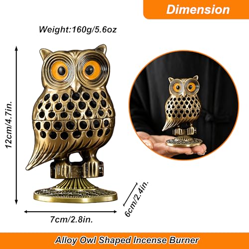 Alloy Owl Shaped Incense Burner with Incense Coils-(Aeneous) - color: Aeneous
