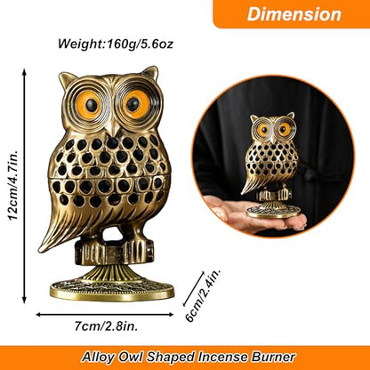 Alloy Owl Shaped Incense Burner with Incense Coils-(Aeneous) - color: Aeneous