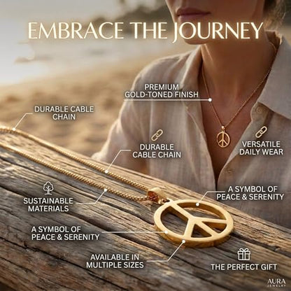 1" Stainless Steel Necklace Charms | Third Eye Vision | Peace Symbol | Finding Your Self | Yin & Yang | Moon Cat | Turtle Power | Flower of Life | | OM | Mystical Spiritual Protection, for Men & Women - style: Peace Symbol Gold