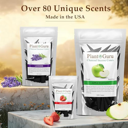 Pumpkin Spice Charcoal Incense Cones 2" BACKFLOW - 60 Pack - Natural Scented Cones Handmade Hand Dipped