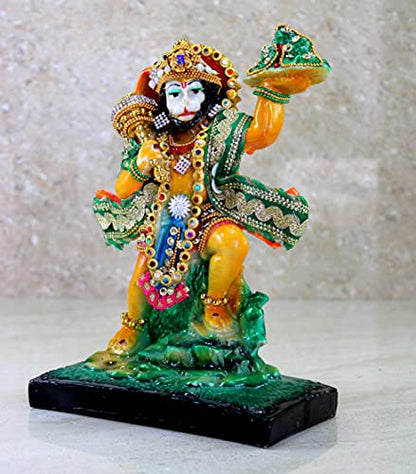 eSplanade Resin Hanuman Anjaneya Pavan Putra Idol Murti Moorti Statue (8.5 x 6.5 Inches)
