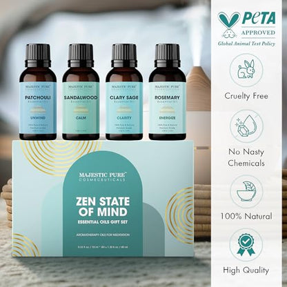 Majestic Pure Zen State of Mind Essential Oil Gift Set - Pack of 4 - size: 0.3 Fl Oz (Pack of 4)