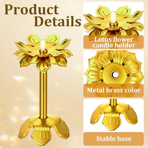 2 Pcs Diwali Lotus Candle Holder for Pooja Table Centerpiece, 3.35", Style2 - size: 3.35", style: Style 2
