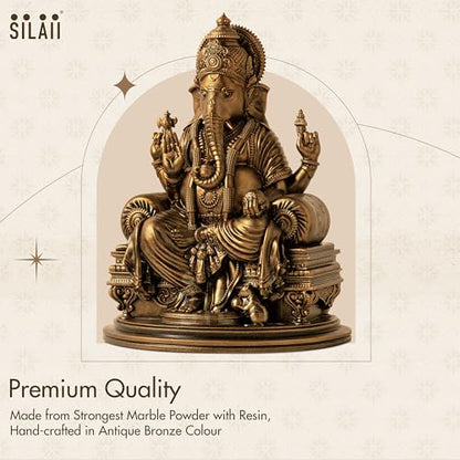 SILAII Lord Ganesha Divine Sculpture - 6 Inches, Handmade Home Decor Idol for Spiritual and Gifting Purposes
