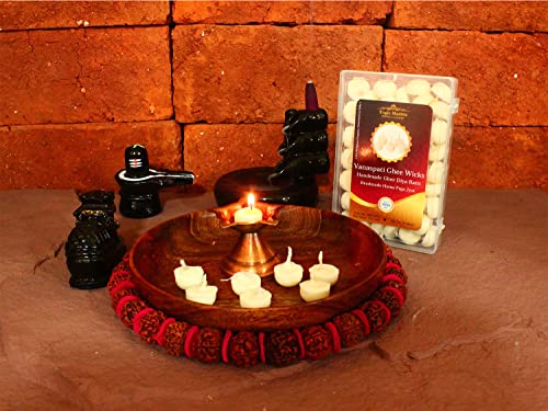 Vanaspati Ghee Wicks | 50 Pcs | Handmade Ghee-Dipped Cotton Diya Jyot Batti
