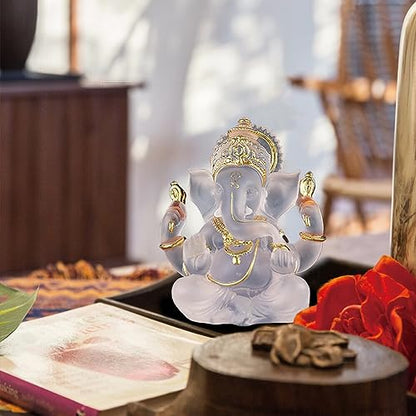 Ganesha Statue, Hindu God Ganesha Statue, Hindu Buddha Statue Ornament (White)