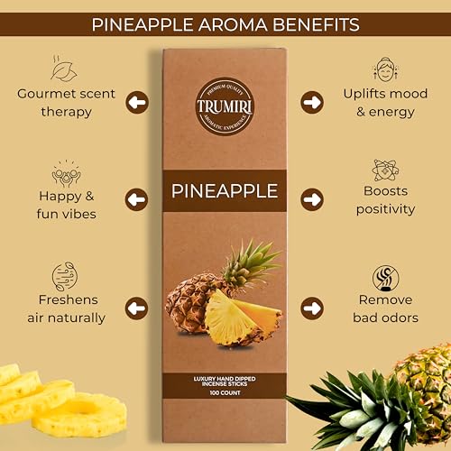 Pineapple Incense Sticks - Pack of 100 Insence-Sticks - Inciensos Aromaticos para La Casa - Natural Non Toxic Inscents - Scented Insense Incents Incence - color: Pineapple