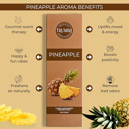 Pineapple Incense Sticks - Pack of 100 Insence-Sticks - Inciensos Aromaticos para La Casa - Natural Non Toxic Inscents - Scented Insense Incents Incence - color: Pineapple