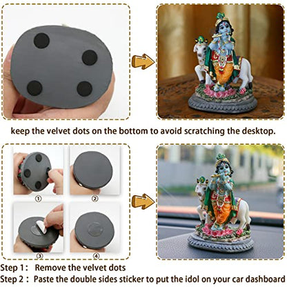 alikiki Hindu Idol Lord Krishna Statue- 3.7”H Handmade Standing Krishna Murti Playing Flute with Cow for Home Office Mandir Temple Altar Shrine Pooja Item Diwali Puja Gifts
