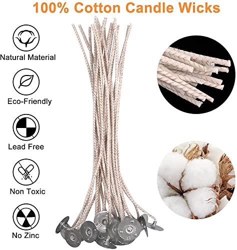 ECO14 100pcs Wicks - 8 inch Pre-Tabbed Thick Wick for Candle Making - size: eco14