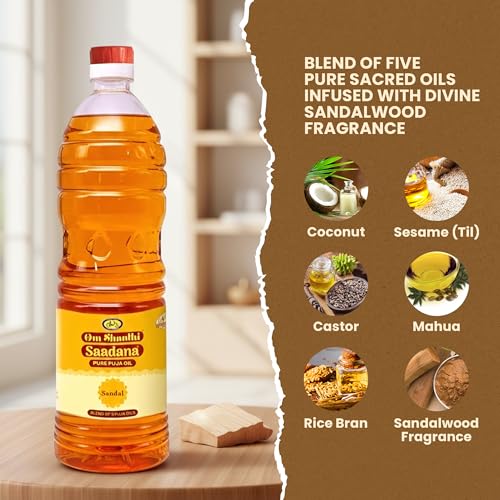 Cycle Om Shanthi Sandalwood Chandan Pooja Oil for Diyas and Lamps - 500 ML