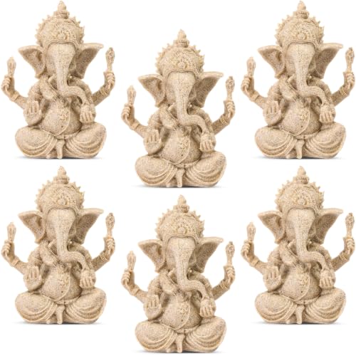 Soulchen 6 Pcs Indian Return Gifts for Pooja Ganesh Statue Small Elephants Statues Bulk Ganesha Diwali Decor Symbol of Lucky Wealth Prosperity for Diwali Pooja Wedding Favor (Plain Style) - style: Plain Style
