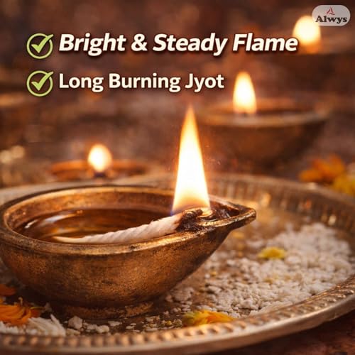 Cotton Diya Batti Wicks for Puja | Pure Cotton Jyot Batti for Oil Lamp & Diya | Puja Samagri Cotton Wick | White Cotton Wicks | 15 gm