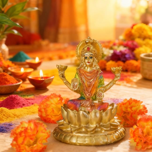 Hindu Lakshmi Goddess for Car Dashboard Decor Diwali Gift w/ 2 stickers