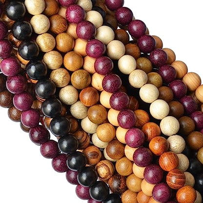 8mm Natural Mixed Wooden Round Loose Beads Jewelry Making KIT with Thread and Needles 720 PCS(12 Wooden, 8mm) - color: 12-Wooden, size: 8mm