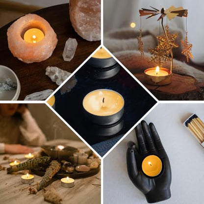 Natural Beeswax Tealight Candles in Metal Aluminum Cup, Yellow, Pack of 24