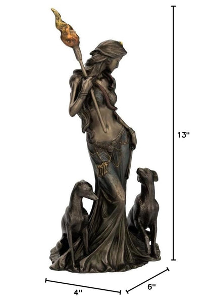 Veronese Design 13 3/8" Tall Cold Cast Resin Antique Bronze Finish Hecate Greek Goddess of Magic with Her Hounds Statue Figurine - color: Bronze, size: Large