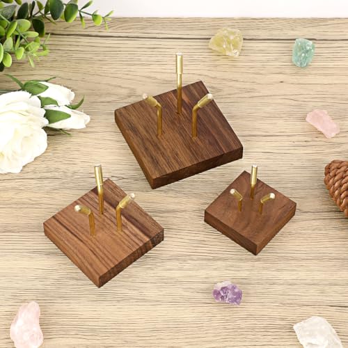 Hipiwe Metal Arm Display Stand Easel with Wooden Base Decorative Display for Sphere Crystal Ball Mineral Geodes Rock Agate Small Collectibles, Medium - size: Medium