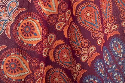 Popular Handicrafts Printed Curtains Panels Set of 2 Indian Hippie Bohemian Beautiful Peacock Mandala Curtain Panels Maroon 42x100 Inch - color: Maroon, size: 84"W x 100"L (Pack of 2)