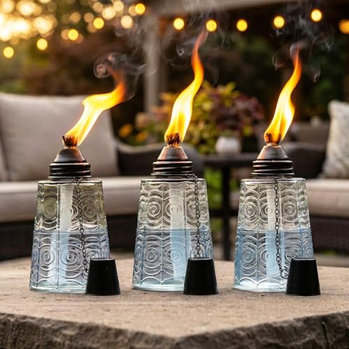 Seraphic Citronella Torches for Outside Patio Table Top Decor, Clear - color: Clear
