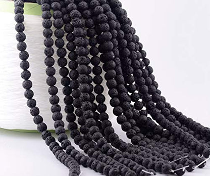 Natural Stone Beads 100pcs 6mm Black Lava Round Genuine Stone Beading Loose Gemstone Hole 1mm DIY Beads for Essential Oil Yoga Bracelet Necklace Earrings Jewelry Making (Black Lava Stone Beads,6mm) - color: Black Lava Stone Beads, size: 6mm