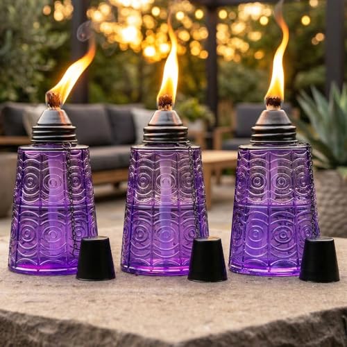 Seraphic Citronella Oil Torches for Outside Table Top Patio Decor, Yellow - color: Purple