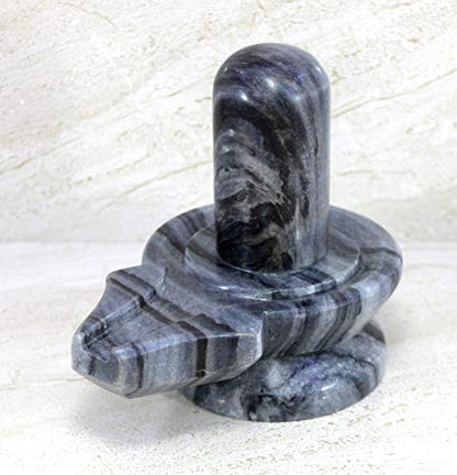 KLEO Black Marble Stone Shiva Lingam Shiv Ling Idol Murti Statue (5.25 Grey)