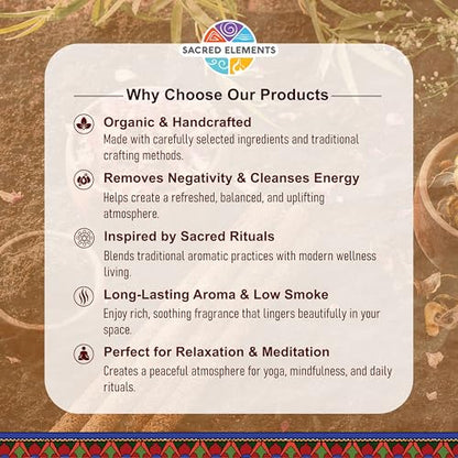 Sacred Elements Myrrh Incense Sticks–10 Pack, 9” Long Burning (Up to 2 Hours Each) | Hand-Rolled Organic Incense Stick for Meditation, Yoga, Relaxation & Home Fragrance | Low Smoke, Long-Lasting Aroma - size: 10 Sticks