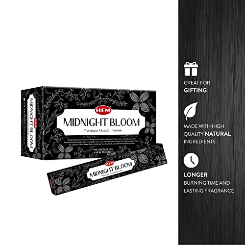 HEM Midnight Bloom Natural Masala Relaxing Incense Sticks - 12 Packets (15g Each) - size: Midnight Bloom