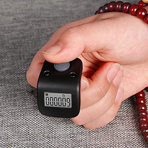 Rechargeable Silent Finger Counter 6 Channels Digital Tasbih Tally Clicker with LED for Prayer Knitting Sports Gift - color: Black X