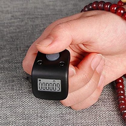 Rechargeable Silent Finger Counter 6 Channels Digital Tasbih Tally Clicker with LED for Prayer Knitting Sports Gift - color: Black X